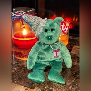 🎉 Ty Beanie Baby “May” Birthday Bear Party Hat Collectible 2000